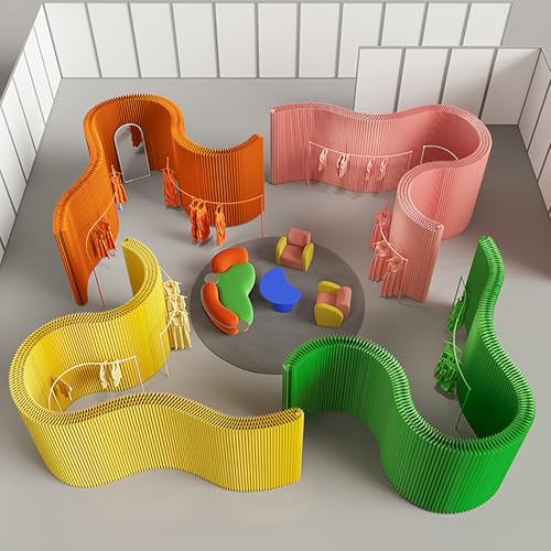 Custom Folding Paper Room Divider, Lightweight Freestanding Privacy Screen Partition Wall for Home or Office, Foldable, Compact Storage