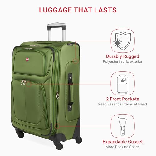 SwissGear Sion Softside Expandable Roller Luggage, Teal, 3 Piece Set (21/25/29)