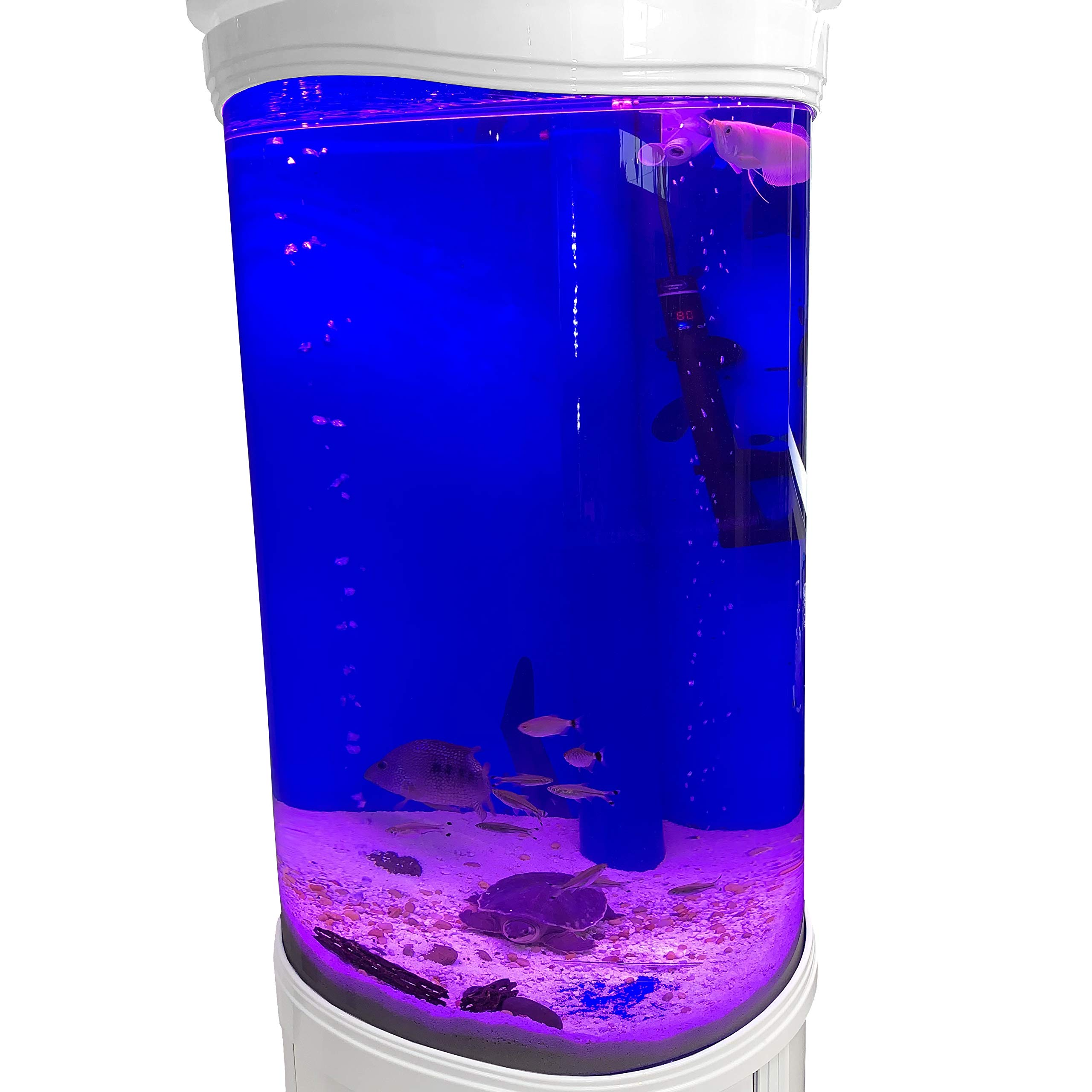 【Furniture】Aqualic 360 Acrylic Aquarium Cylinder Fish Tank 70 Gallons w/ LED Light & Sump Tank