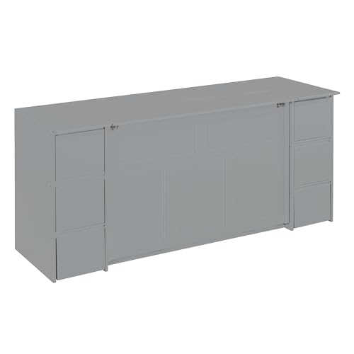Full Size Murphy Bed with Drawers, Cabinets and USB Ports,Wood Murphy Bed Cabinet Bed Removable Shelves