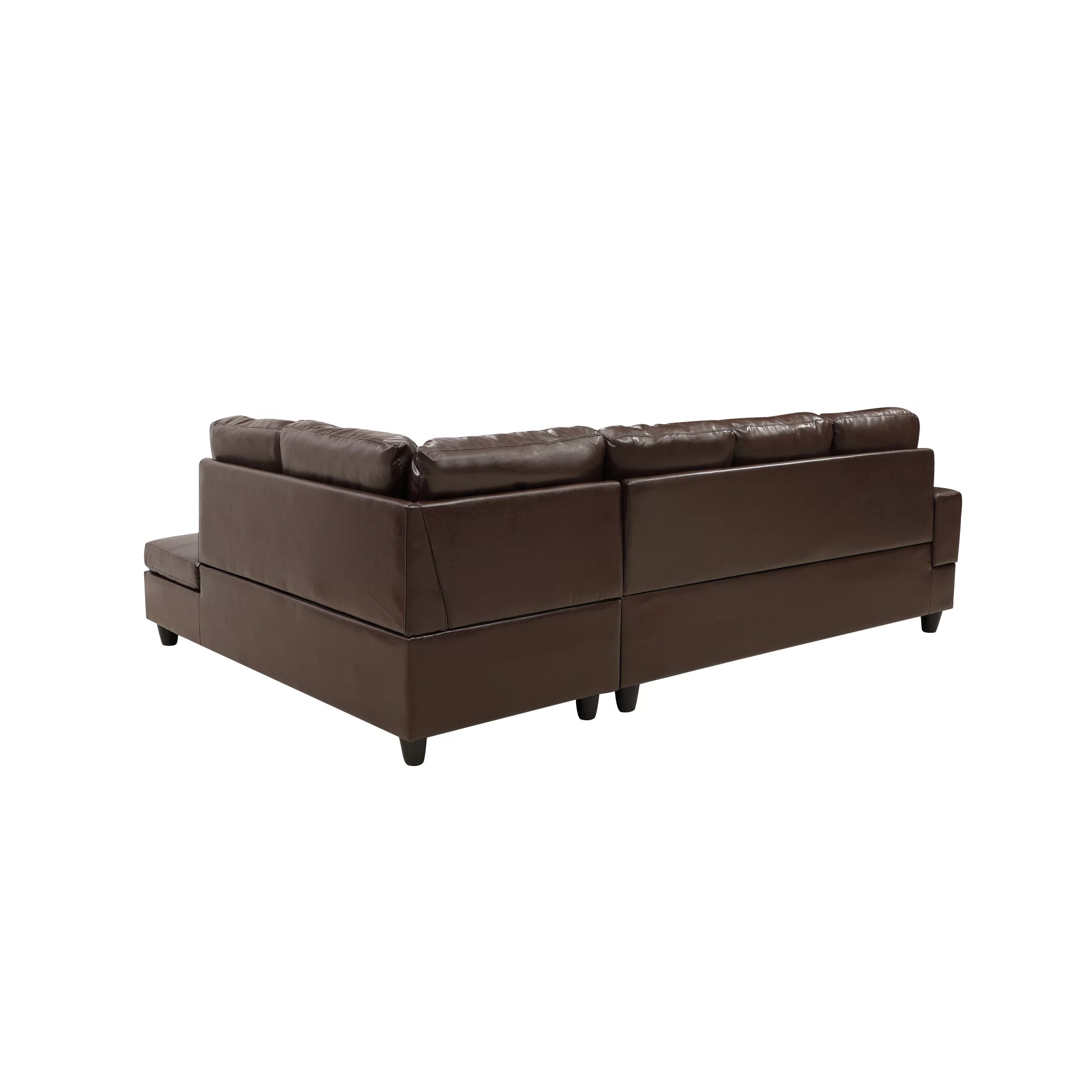 3 Pc Sectional Sofa Set, (Brown) Faux Leather Right -Facing Chaise With Free Storage Ottoman