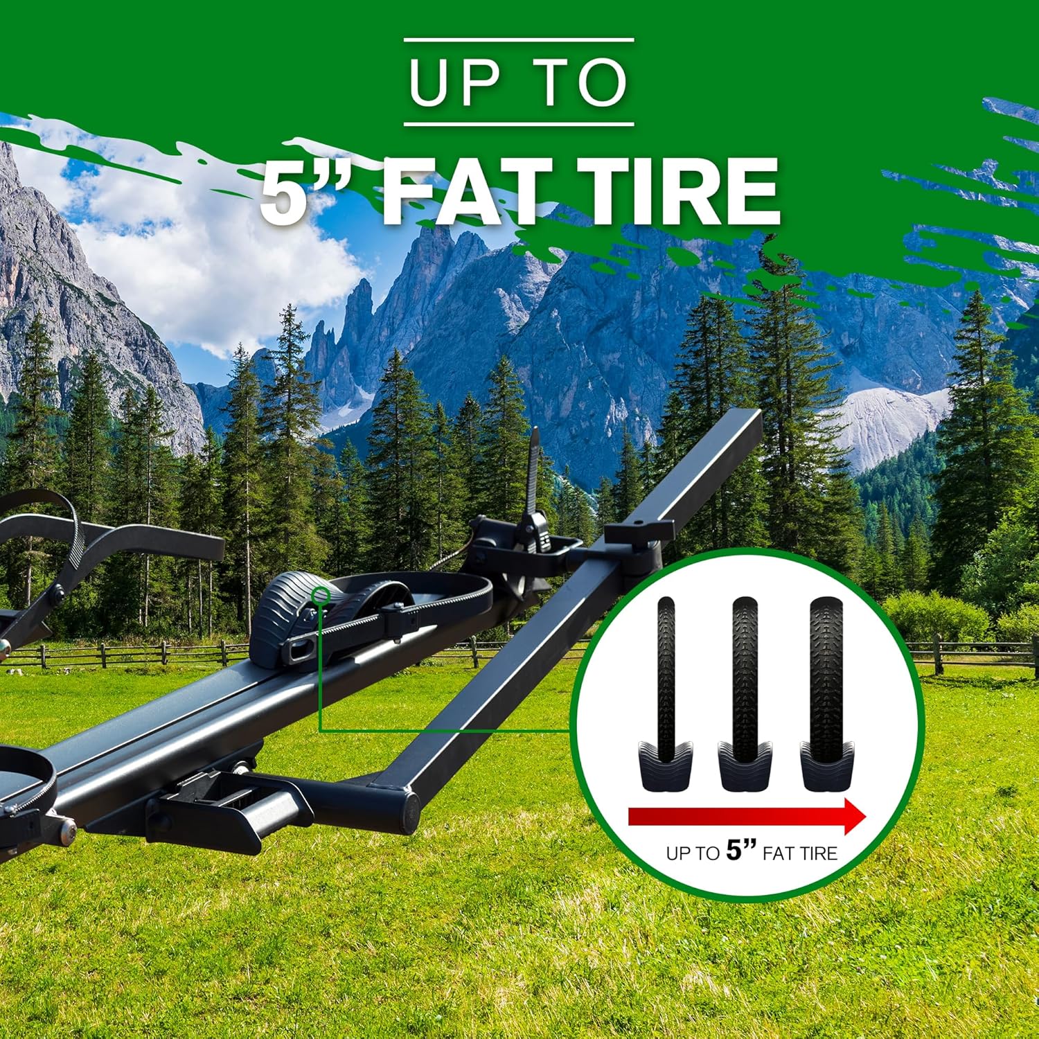 Young E-Bike Rack Hitch Mount Platform Style for Cars Trucks SUVs Minivans RV, fits E-Bike with Up to 5-inch Fat Tire, 200 lbs Capacity