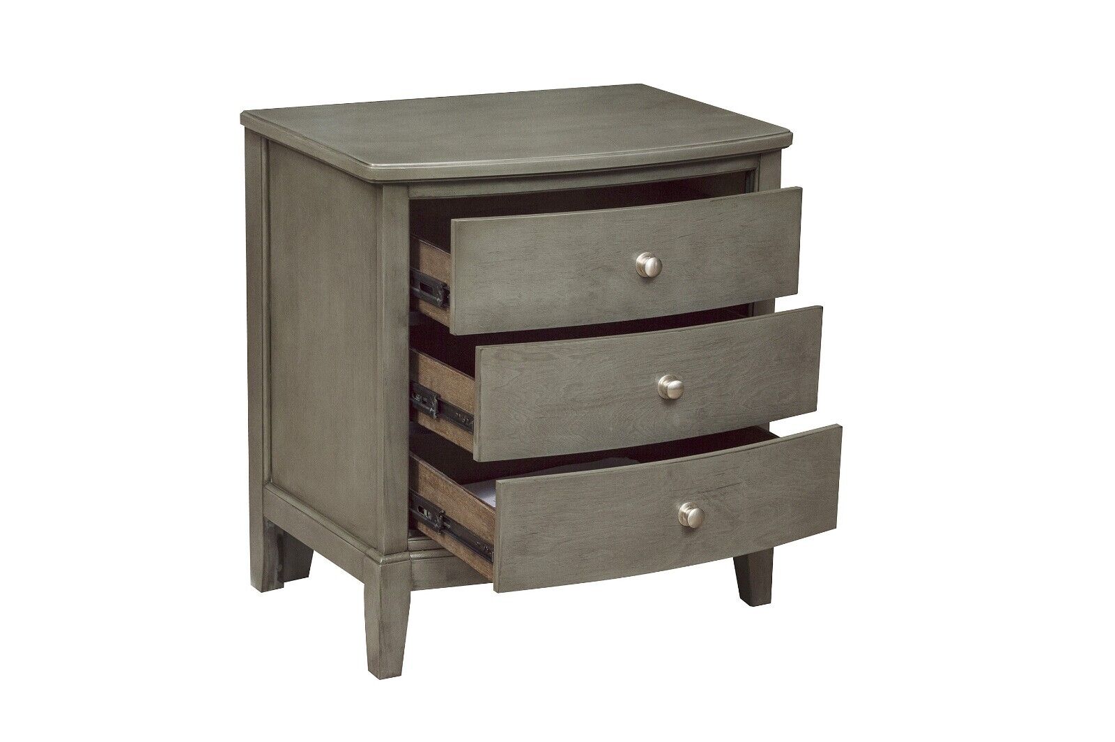 Gray Finish Wooden 5pc Bedroom Set Queen Sleigh Bed Nightstand Dresser Mirror Chest Transitional Style Set