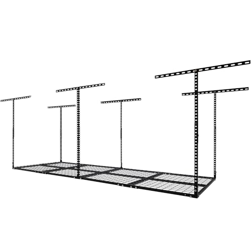 3 x 8FT Overhead Garage Storage Rack,Adjustable Ceiling Storage Racks,Garage Shelving Heavy Duty Storage Organizer System