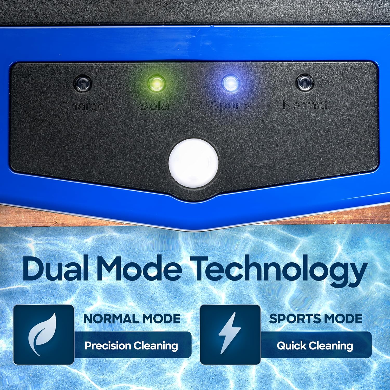 Solar Powered Pool Skimmer Robot – Charges by Solar & Wall Plug – 2 Modes - 5000 mAh Battery Continuous Surface Cleaning
