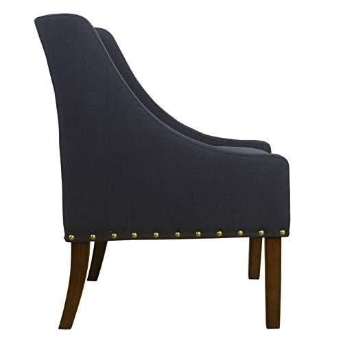 HomePop Velvet Swoop Arm Accent Chair, Suri Blue