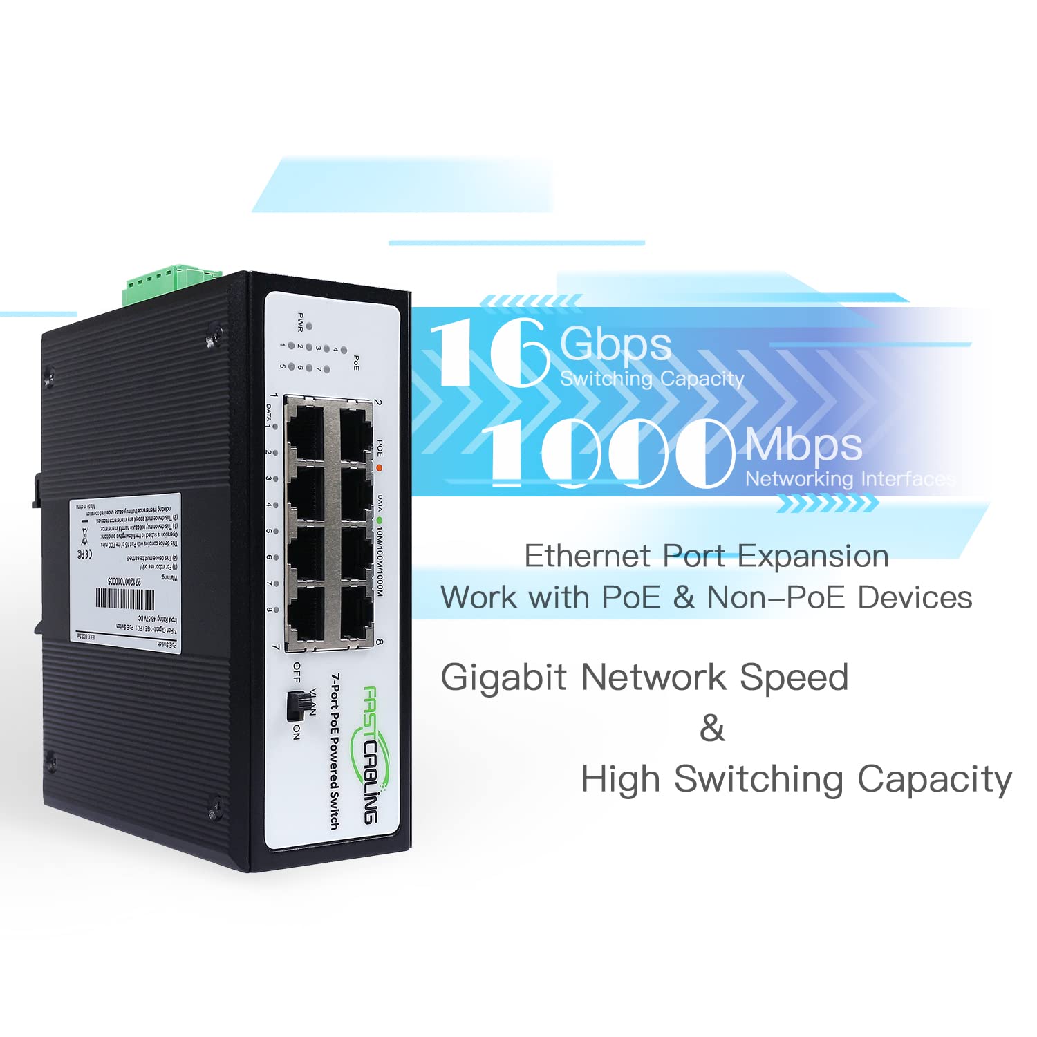 PoE Powered Switch, PoE+ Extender, 71W Passthrough Power, Re-use Existed cat5e/cat6 Cable, Ethernet Port Expanding, IEEE802.3bt Standard