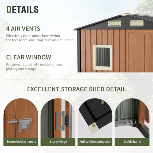 Outdoor Storage Shed, 5x3 Ft Metal Steel Tiny House with Lockable Door, Vertical Outside Storage Building for Garden, Backyard, Lawn, Patio Utility