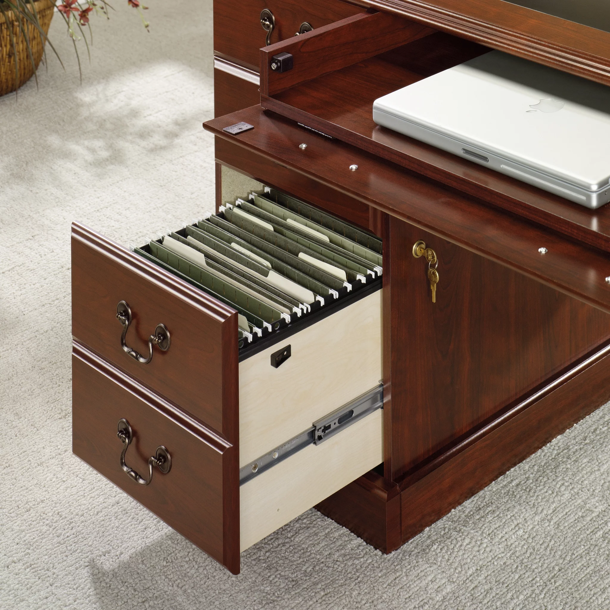 Sauder Heritage Hill Executive Desk, Classic Cherry Finish - Radiant Selections
