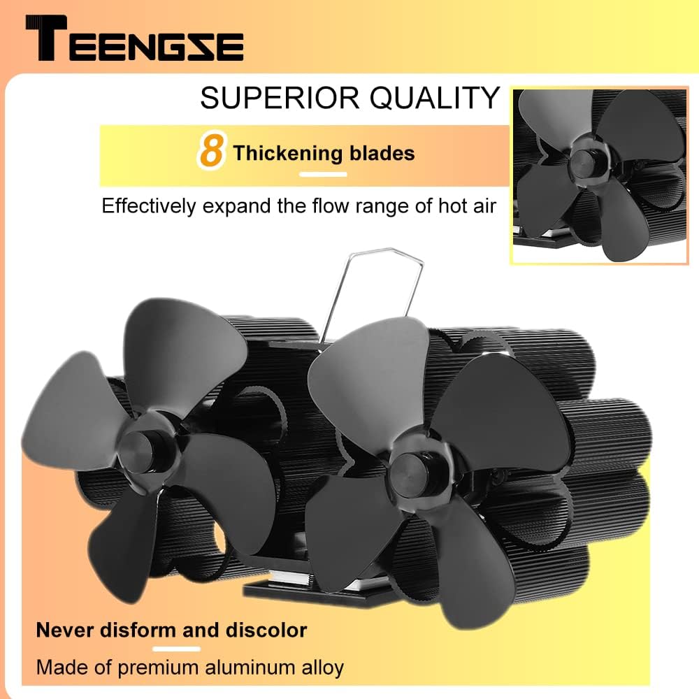TEENGSE Heat Powered 8 Blade Wood Stove Fan