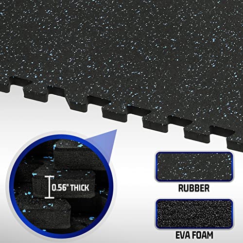 SUPERJARE 0.56'' Thick 24 Pcs 96 Sq Ft Rubber Top Exercise Equipment Mats, High Density EVA Foam Mats with Rubber Top