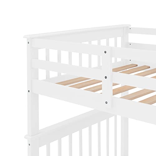 Ball & Cast Full Over Full Bunk Bed with Twin Size Trundle and Built in 4 Drawer,Wood Bunkbed w/Storage Ladder & Slat Support