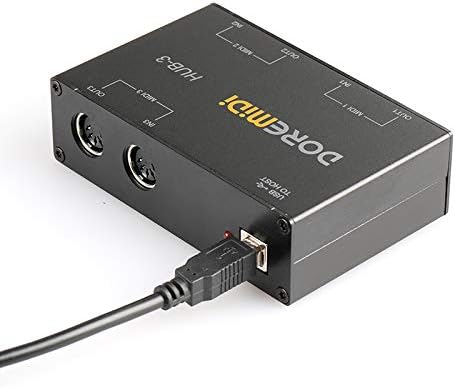 CAMOLA MIDI HUB Box, 3x3 MIDI to USB Interface, 3 in 3 out 5-pin USB MIDI Interface Converter for MIDI Device Connect to PC and Mac (MIDI HUB-3)