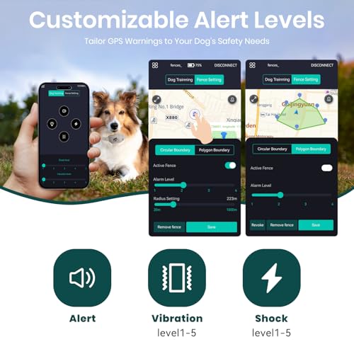 GPS Dog Electronic Fence，2-in-1 Bluetooth Smart Dog Collar, GPS Wireless Electronic Dog Fence System， Pet Outdoor Enclosure