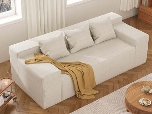 Modern Loveseat, Sofa Couch in a Box, No Assembly Needed, with 2 Pillows, Cat-Scratch Resistant Linen,Small Sofa for for Small Space, Living Room