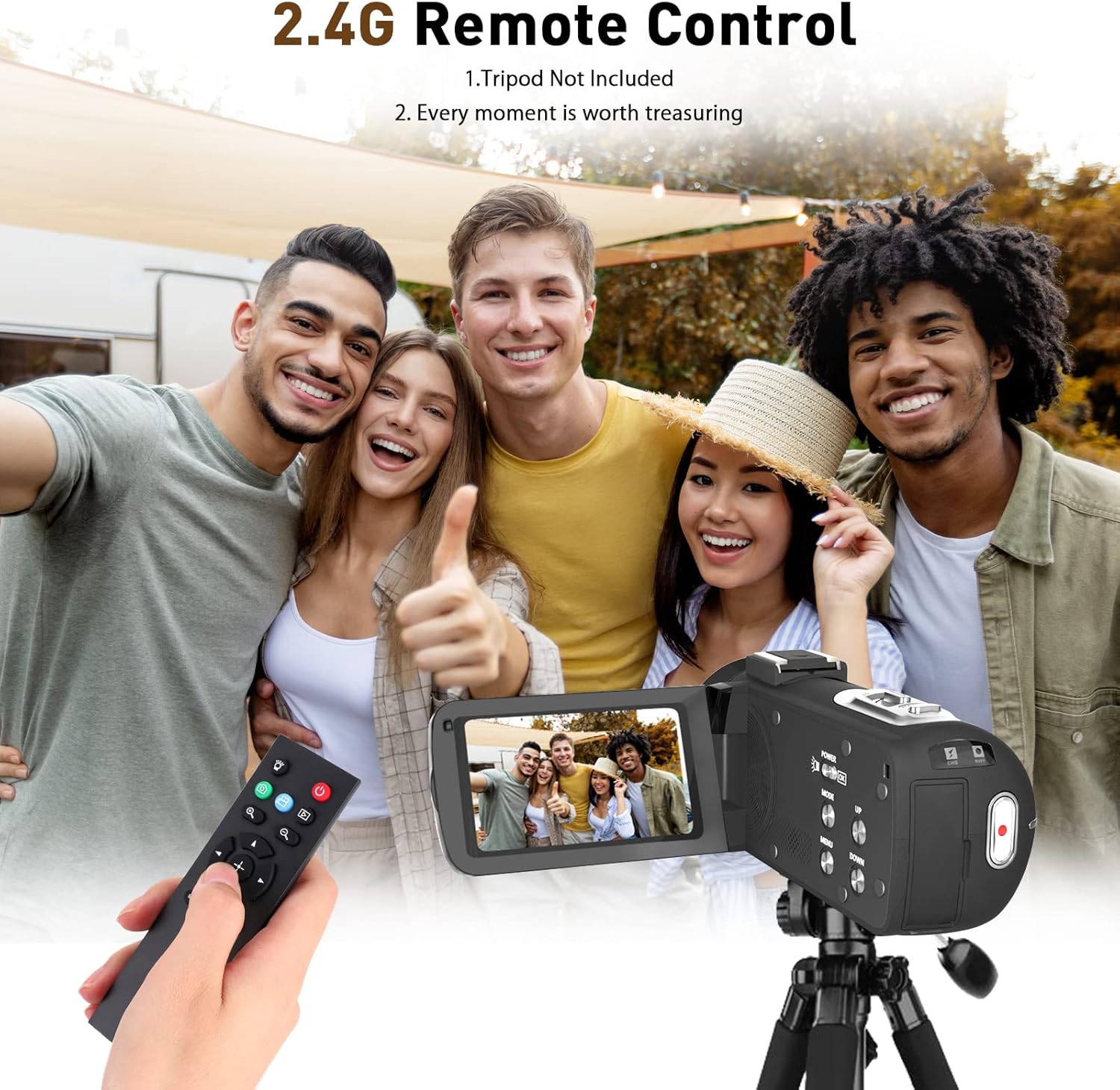 Video Camera Camcorder 2.7K 30FPS 36MP 16X Vlogging Camera for YouTube 3.0inch Flip Screen Camcorder Digital Camera with 2.4G Remote Control and Two