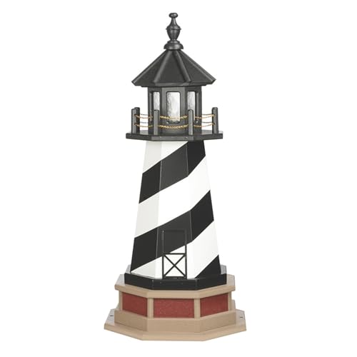 Cape Hatteras, NC Solar Lighthouse with LED Dusk to Dawn Lights, Outdoor Statues for Garden, Solar Lights Outdoor Waterproof Patio Decor