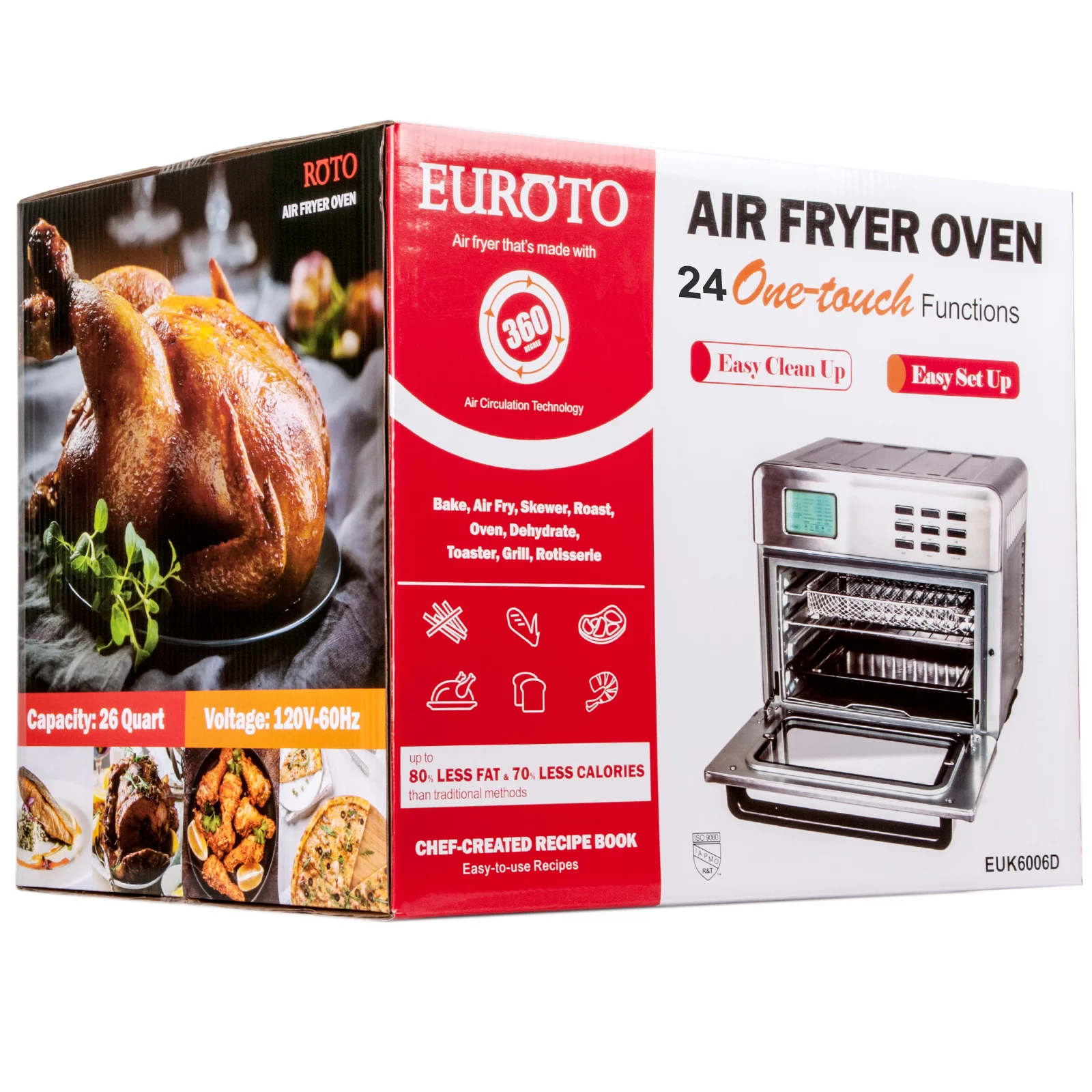 Five Star LED Display Air Fryer Oven, 24 in 1 Multi-Function 360 Air Circulation Toaster Oven