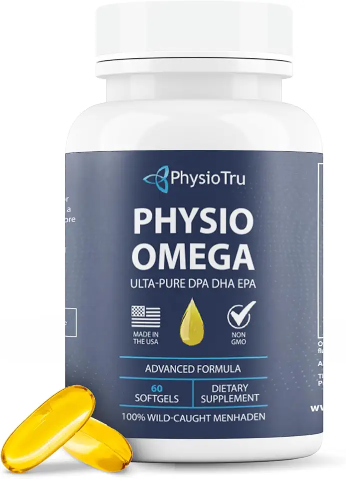 Physio Omega - Omega 3 Supplement - Sustainably Sourced - with DPA, EPA, and DHA - Burpless Fish Oil - 1 Pack - Kansas Nuitrition - HNZSDS