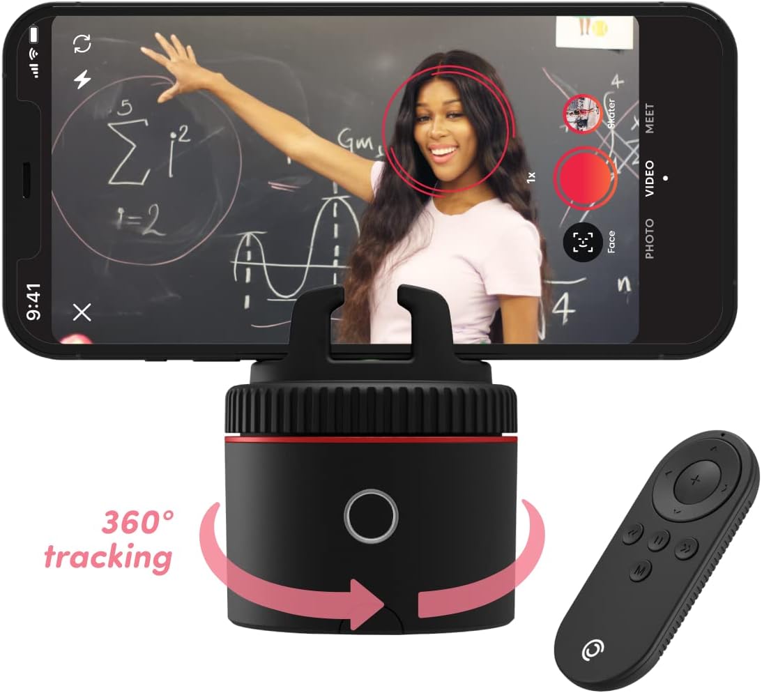 Pivo Pod One Starter Pack (Pod Red) - Content Creation Basic Set - 360° Auto Tracking - Mount & Case - Selfie Vlogging Face & Body Tracking