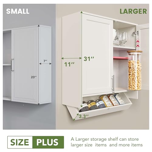 Wall Storage Cabinet - Kitchen Laundry Wall Amount Cabinet with Two Shaker Doors and Shelf, in Grey, 24'Wx2 Pcs