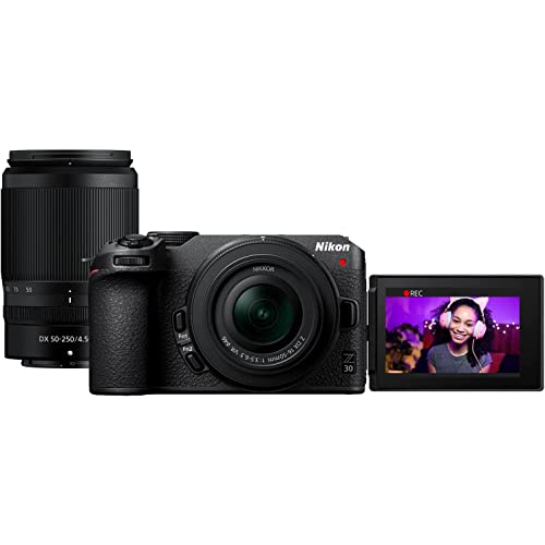 Nikon Z30 Mirrorless Camera with 2 Lens Kit NIKKOR Z DX 16-50mm F3.5-6.3 VR and 50-250mm F4.5-6.3 VR Bundle 1743 w/Deco Gear Photography Backpack +
