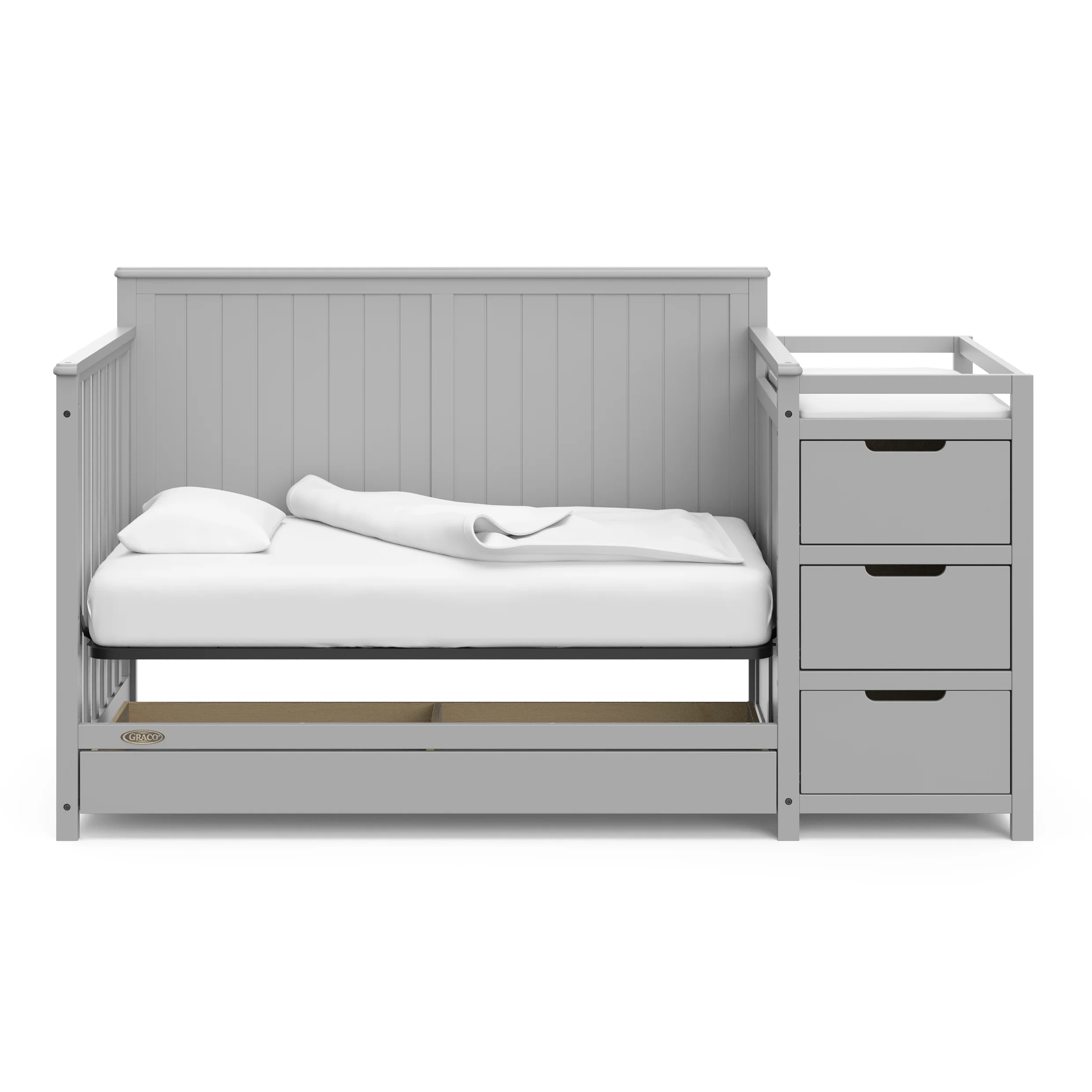 Graco Hadley 5-in-1 Convertible Crib and Changer with Drawer, Pebble Gray - Curated Treasures Market