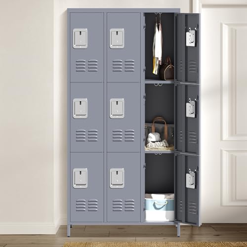 6 Doors Metal Lockers for Employees 72" H Storage Cabinet Lockable Locker with Shelves Steel Storage Locker for Gym School Office Home Requires