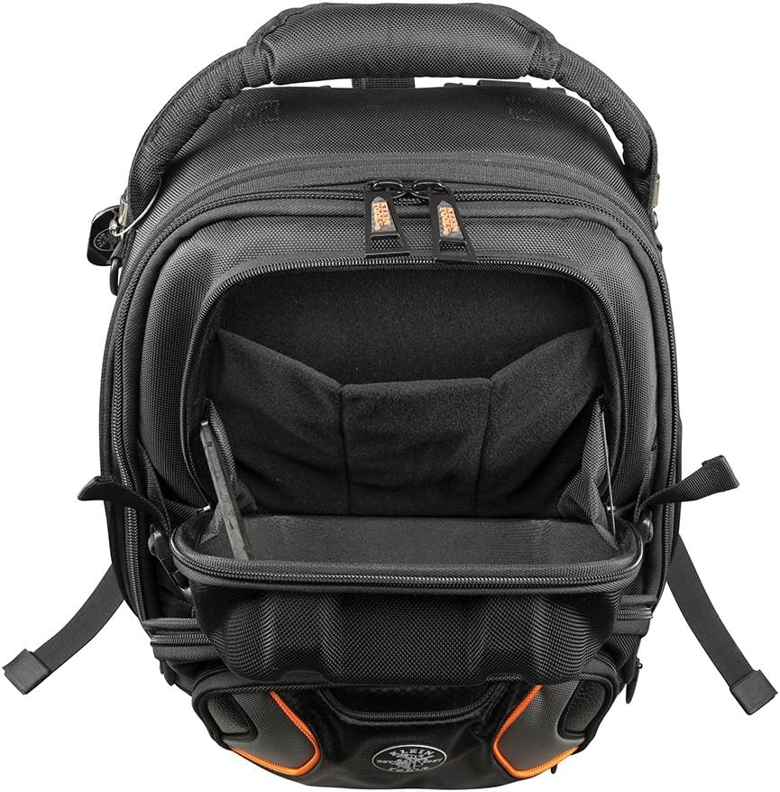 Klein Tools 55485 Tool Bag Backpack, Durable Electrician Backpack with 48 Pockets for Hand Tools, Waterproof Bottom, Removable Tool Carrier