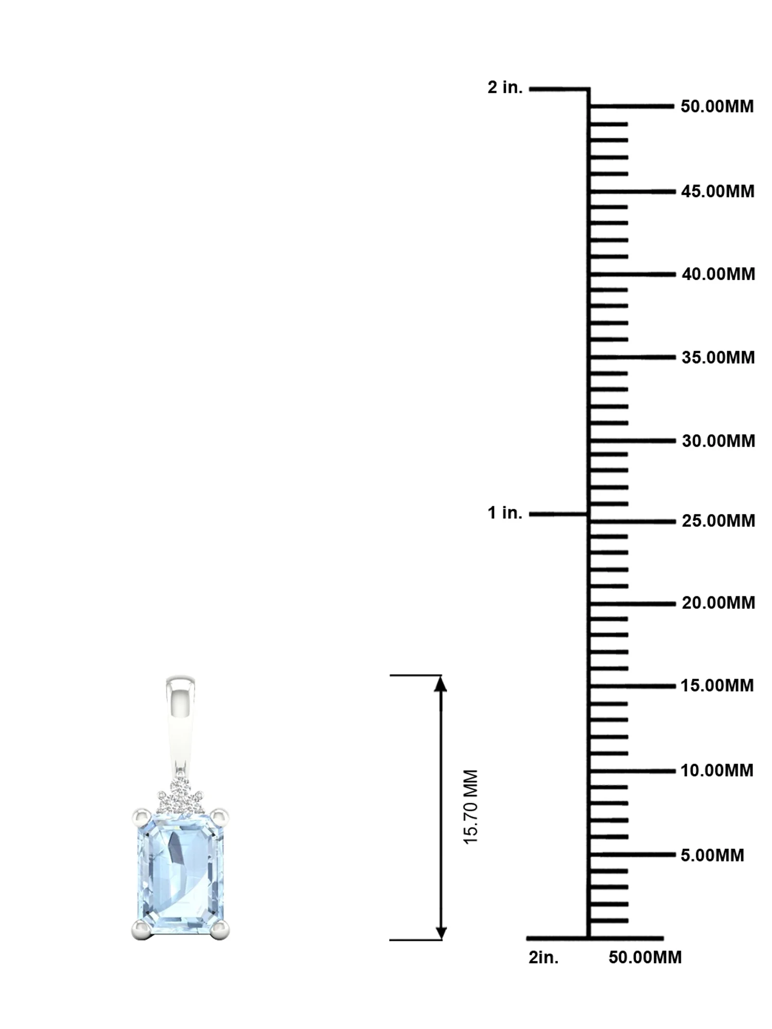 Imperial Gemstone 10K White Gold Aquamarine 1/20 CT TW Diamond Necklace