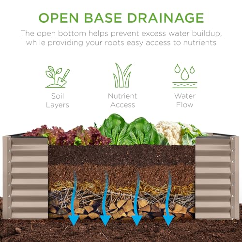 Best Choice Products 8x4x2ft Outdoor Metal Raised Garden Bed, Deep Root Planter Box for Vegetables, Flowers, Herbs