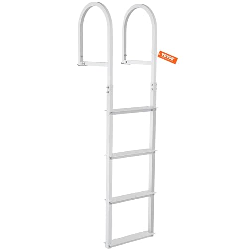 VEVOR Dock Ladder, Removable 5 Steps, 500 lbs Load Capacity, Aluminum Alloy Pontoon Boat Ladder with 3.1'' Wide Step & Nonslip Mat