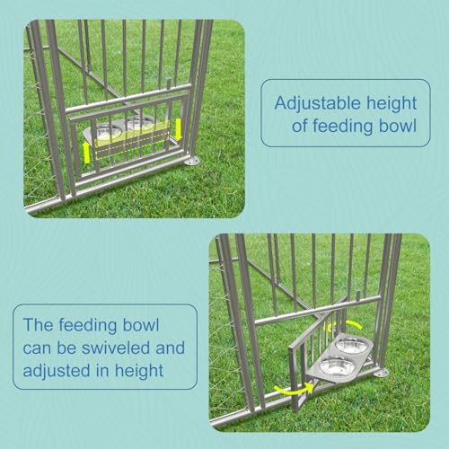 Large Outdoor Dog Kennel, Heavy Duty Galvanized Steel Dog Enclosure, Chicken Coop with Waterproof UV-Resistant Cover