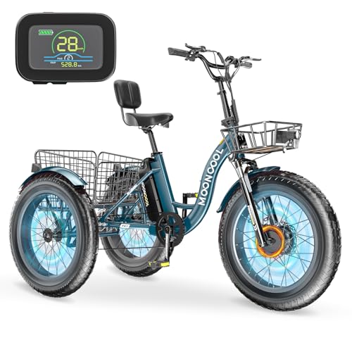 MOONCOOL Electric Tricycle Trike for Adults 350W 36V Removable Battery 24/26 Inches 7 Speeds 3 Wheels Electric Bikes Bicycle for Adults