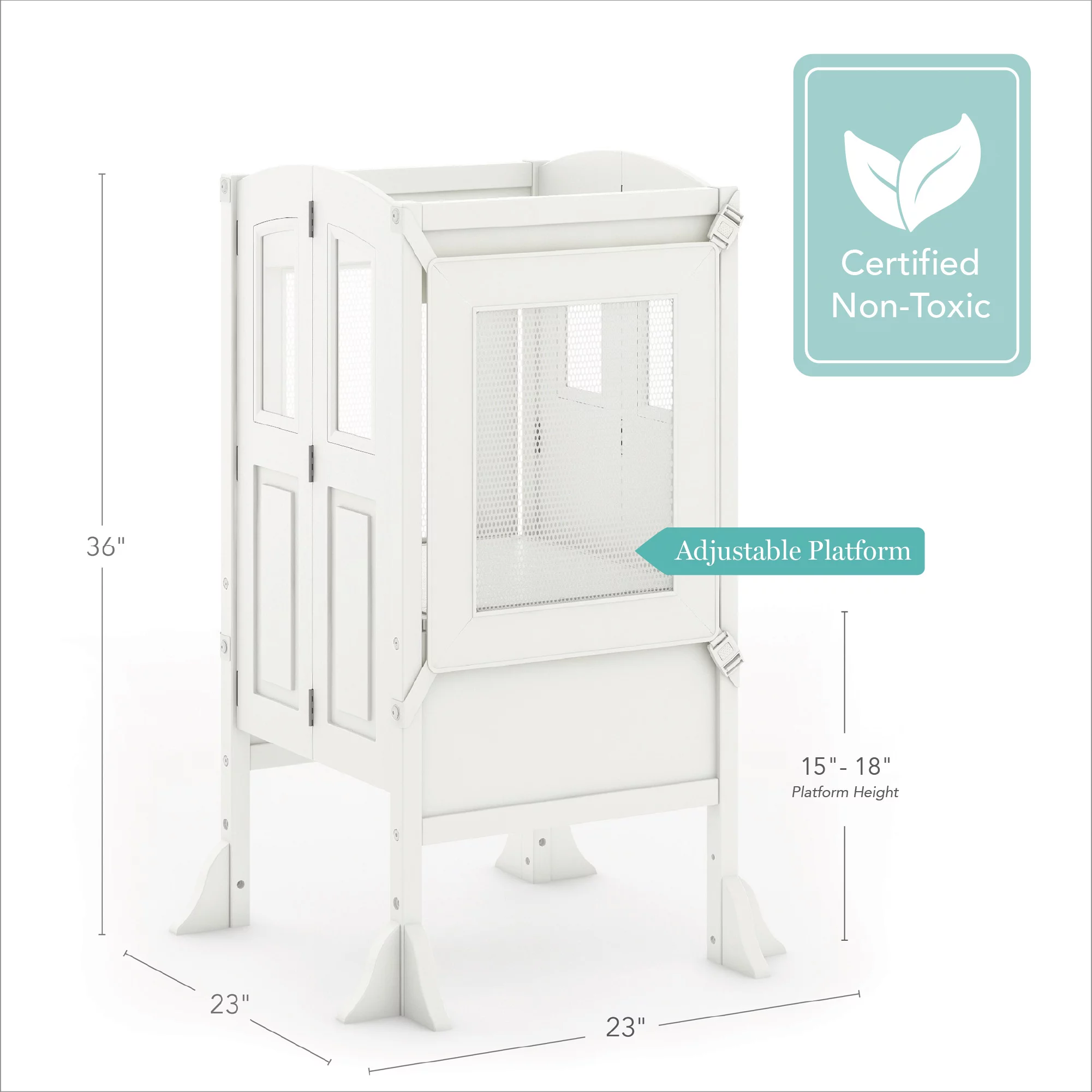 Martha Stewart Kitchen Helper® Stool by Guidecraft with 2 Keepers - White: Foldable, Wooden