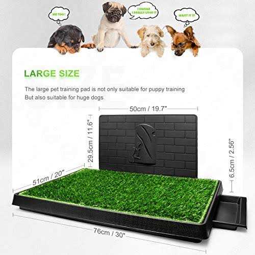 Hompet Dog Grass Pad with Tray Large, Puppy Turf Potty Reusable Training Pads with Pee Baffle, Artificial Grass Patch for Indoor and Outdoor Use