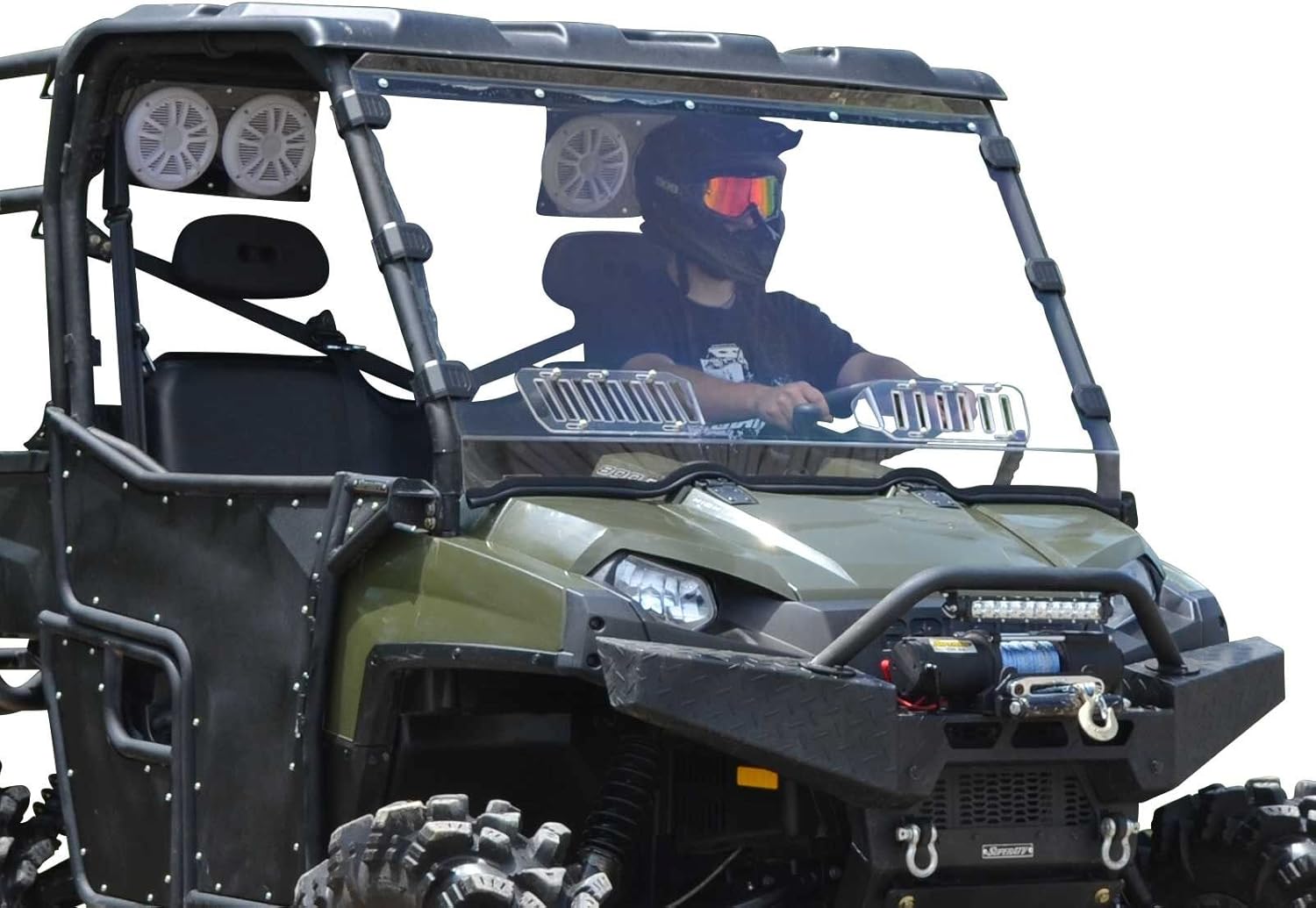 SuperATV Windshield for 2010-2014 Polaris Ranger XP 800 / Crew | 2010-2016 Polaris Ranger 800 6x6 | 1/4 Thick Clear Scratch Resistant Full