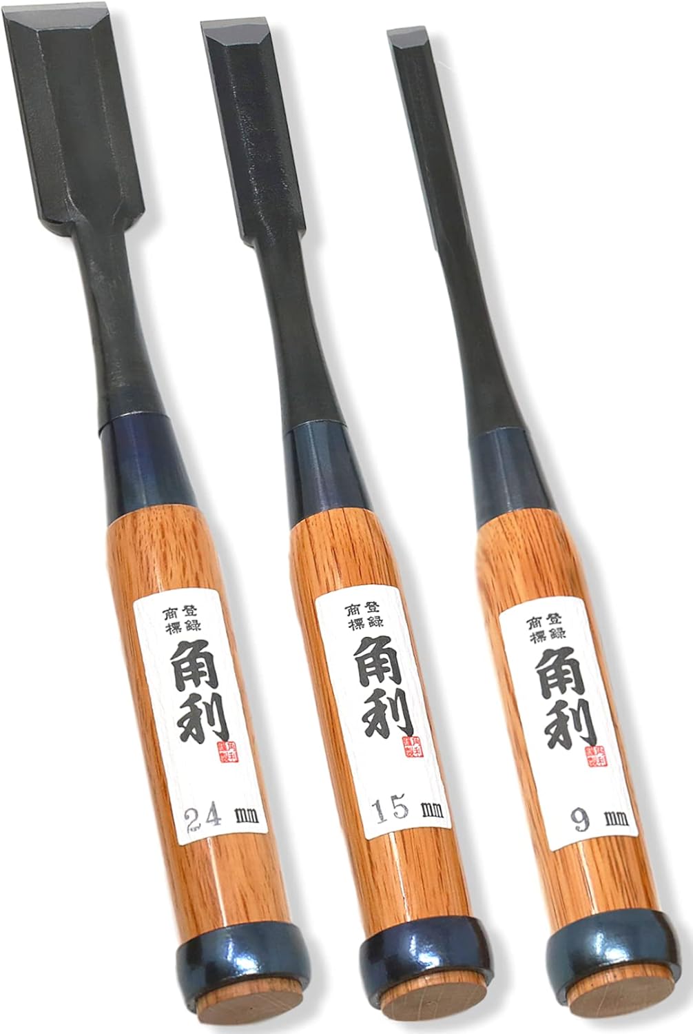 KAKURI Japanese Wood Chisel Set 3 piece Professional Japanese Oire Nomi for Woodworking, Carving, Mortising, Dovetailing, Razor Japanese Carbon Steel