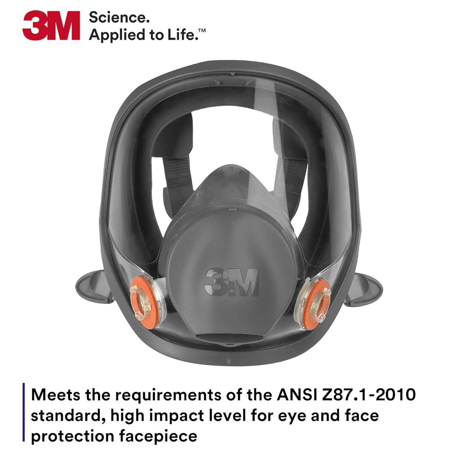3M Full Facepiece Reusable Respirator 6900, NIOSH, Large Lens, ANSI High Impact Eye Protection, Silicone Face Seal, Four-Point Harness