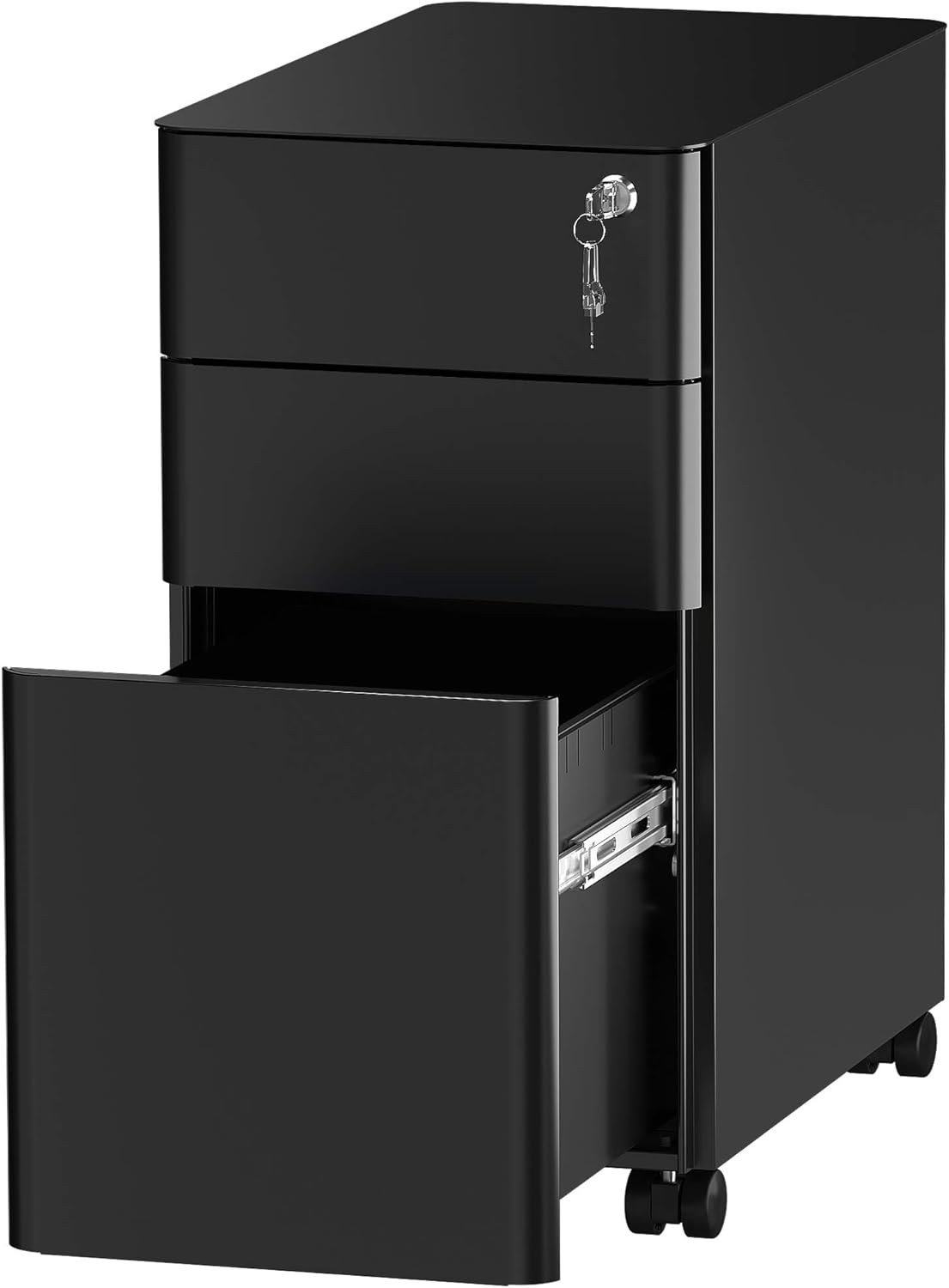 YITAHOME 3-Drawer Slim File Cabinet with Lock, Mobile Metal Office Storage Filing Cabinet, Legal/Letter Size