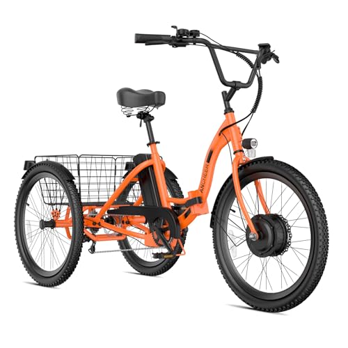 ANCHEER Electric Tricycle for Adults, Peak 600W Electric Trike, 24" 499Wh Folding 3 Wheel Ebike for Adults & Seniors, 15.5MPH & 55Miles Electric Bike