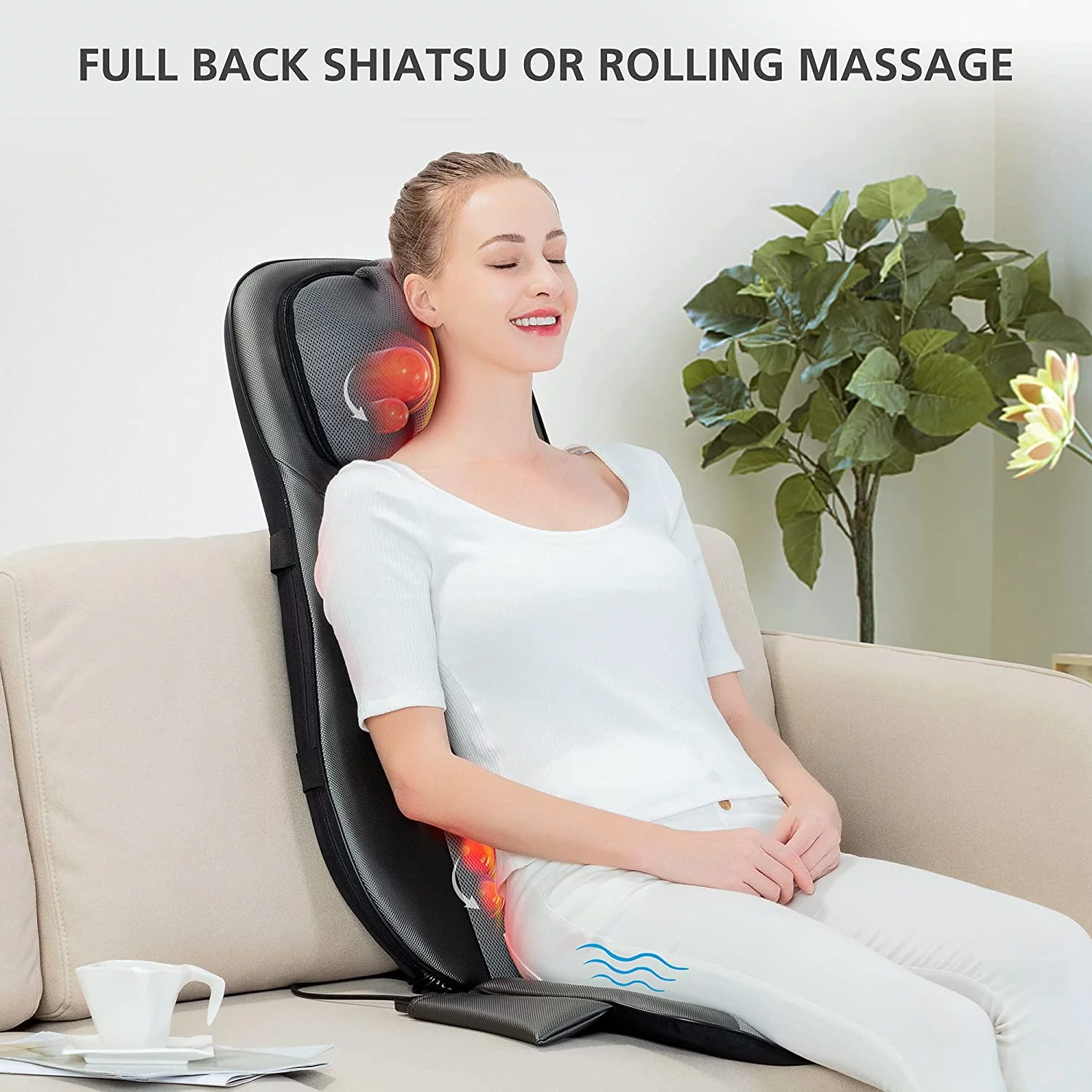 Snailax Shiatsu Full Back Massager with Heat, Adjustable Chair Massager pad, Rolling Massage Seat Cushion, Gifts