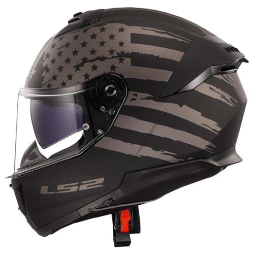 LS2 Helmets Stream II Full Face Motorcycle Helmet W/SunShield (Matte America Gray/Black - X-Large)