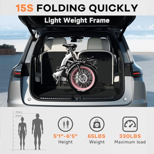 1000W Folding Electric Bike,48V 20AH Removable Battery E Bike,30+MPH,80 Miles Max Range Electric Bike for Adults,20" Fat Tire Foldable ebike