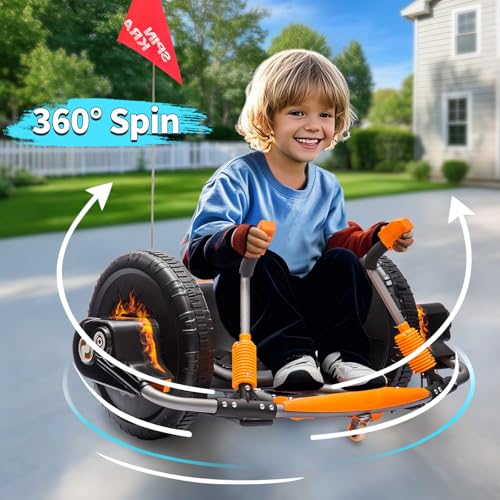 Electric Drifting Go Kart for Kids, 12V Outdoor Ride on Toys with 16-Inch Big Wheel, 360 Degree Spin, Speed of 4.66MPH, Dual Lever Steering