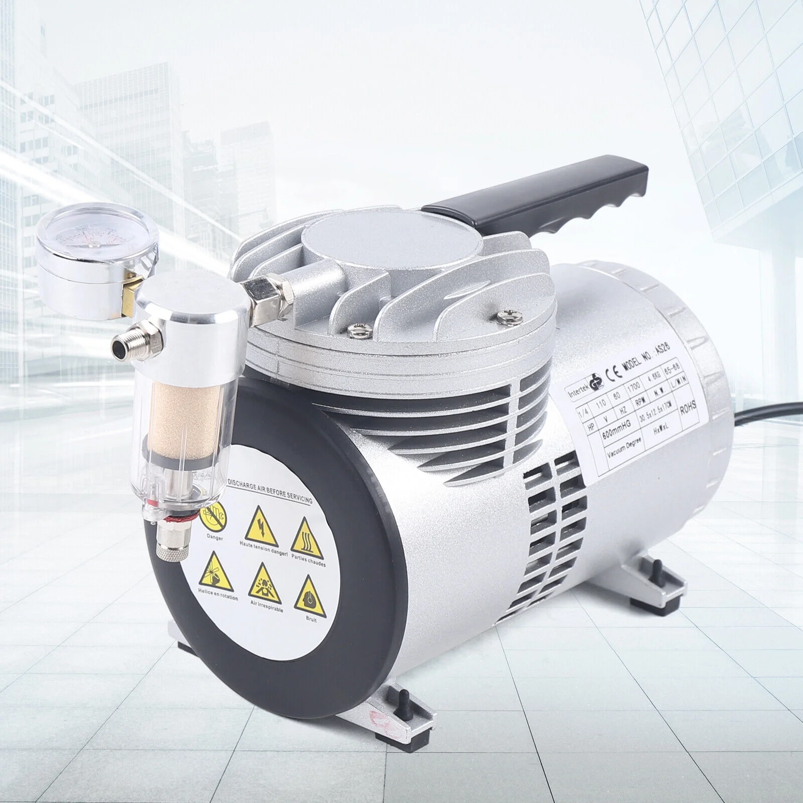 Miumaeov 1/6HP Oilless Diaphragm Vacuum Pump Small Oil Free Vacuum Gauge Suction Pump Automotive Vacuum Suction Pump Refrigerant Air Tool