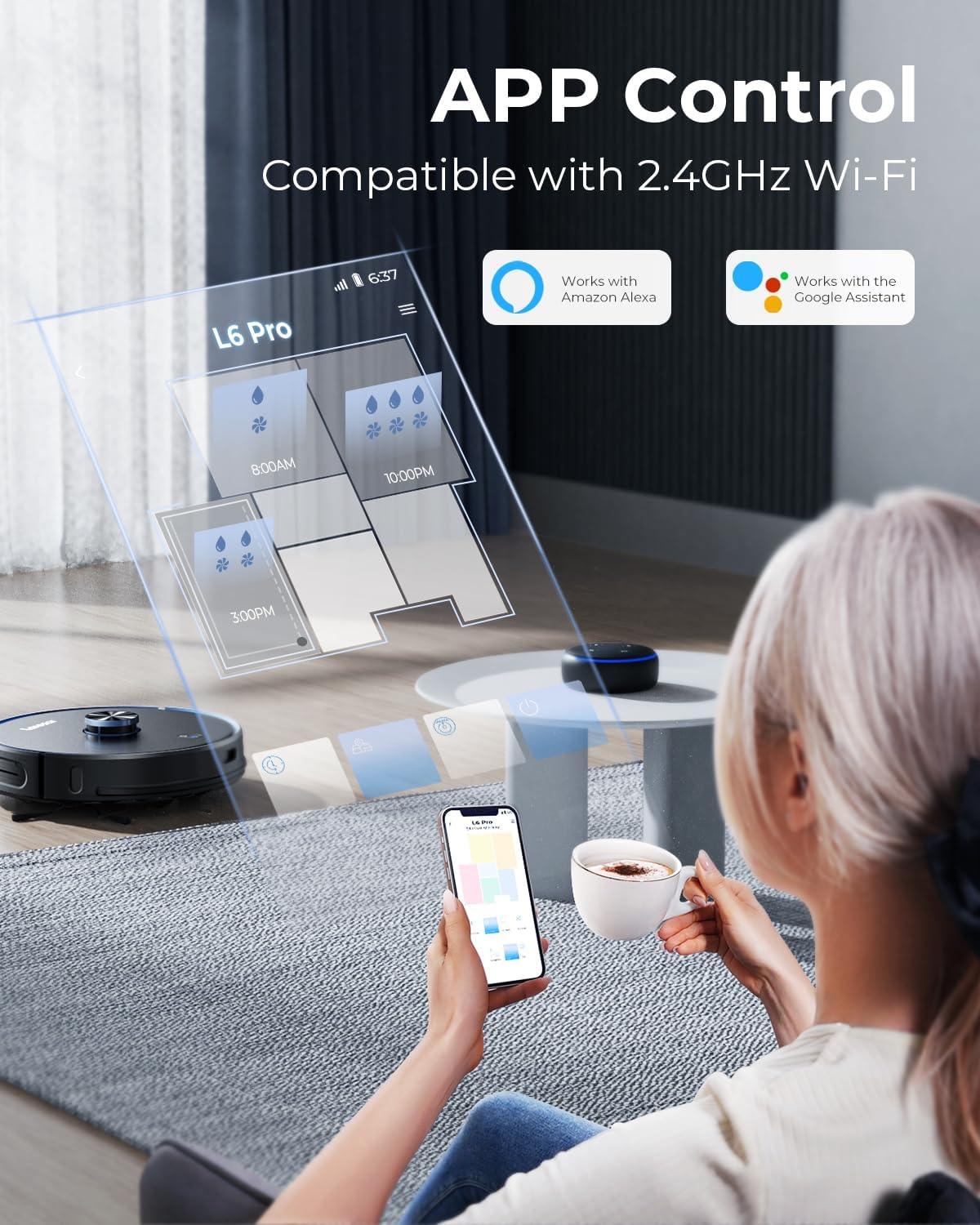 Laresar Robot Vacuum and Mop Combo, 3 in 1 Robotic Vacuum with 3.5L Self Emptying Station, Equipped with Lidar Navigation,Smart App Control