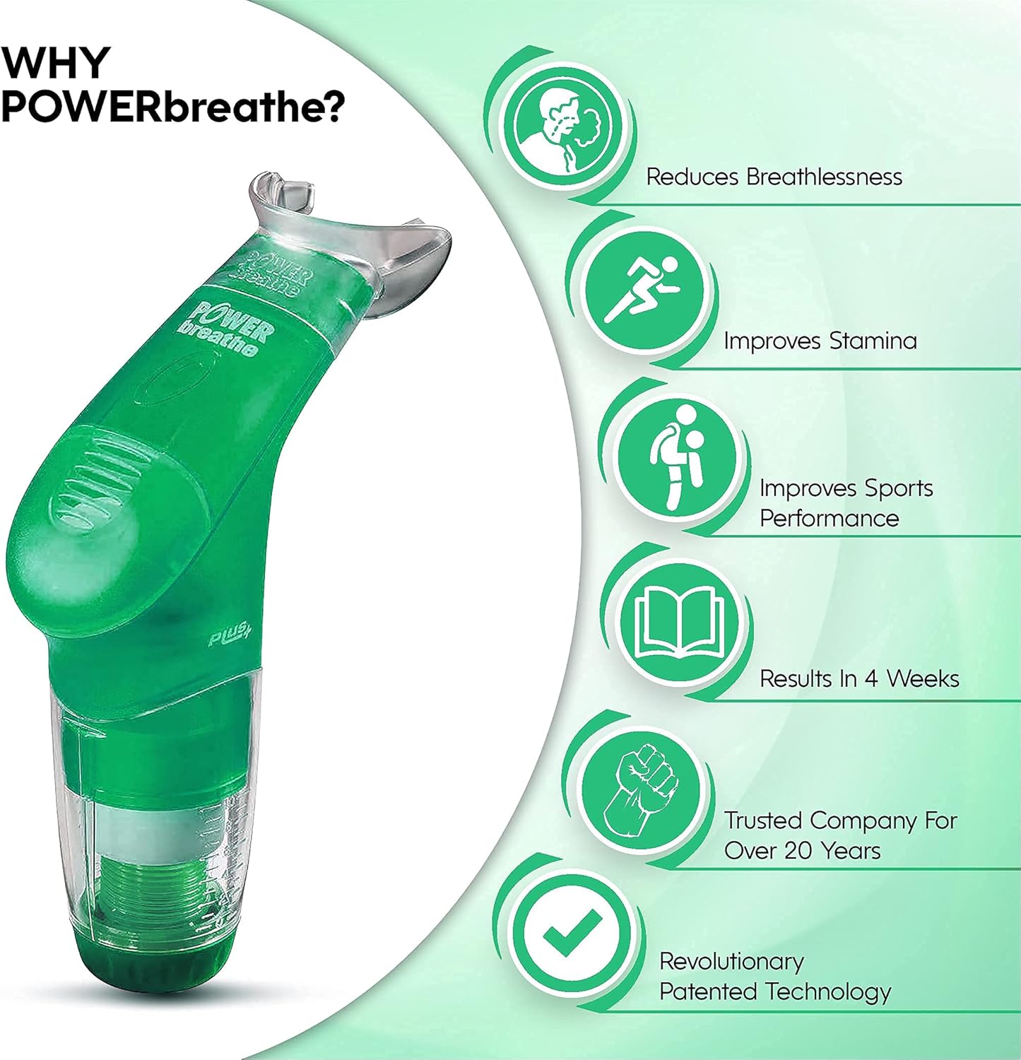 POWERbreathe - Breathing Exercise Device, Breathing Trainer and Therapy Tool to Strengthen Breathing Muscles and Help Lung Capacity