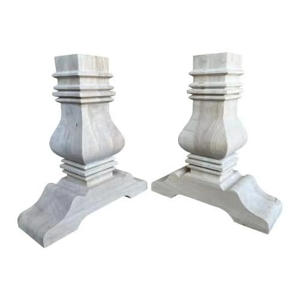 unfinished pedestal base, pack of two,16 inch bench height, wood furniture legs for diy and contract woodworking, trestle legs
