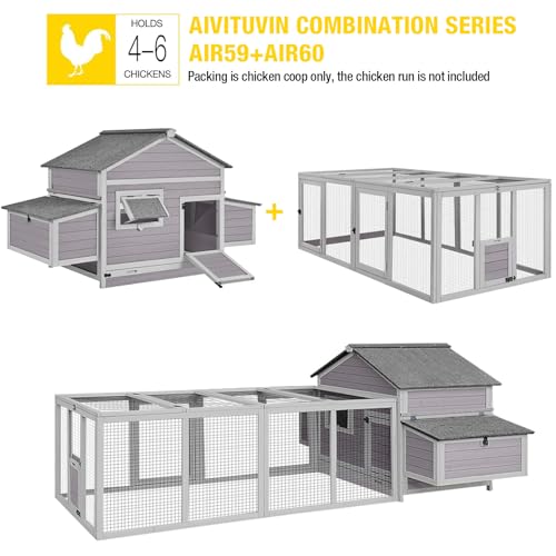 Aivituvin Chicken Coop Wooden Hen House Two Nesting Box with Large Run Outdoor Rabbit Hutch Bunny Cage Poultry Coop Suit for 4-6 Chickens